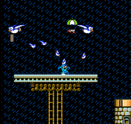 Mega Man gets ganged up on by the enemies in Toad Man Stage