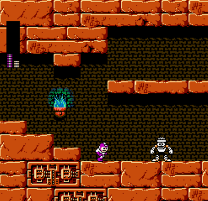 Mega Man explores the temple in Pharaoh Man's Stage.