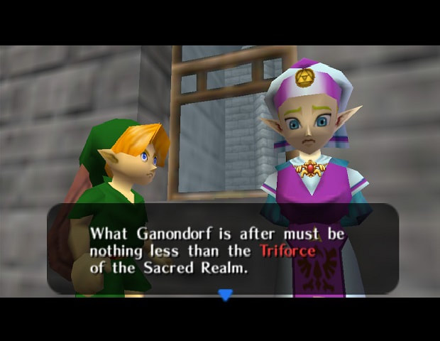 Screenshot of Link as an adult from Ocarina of Time (Nintendo, 1998).